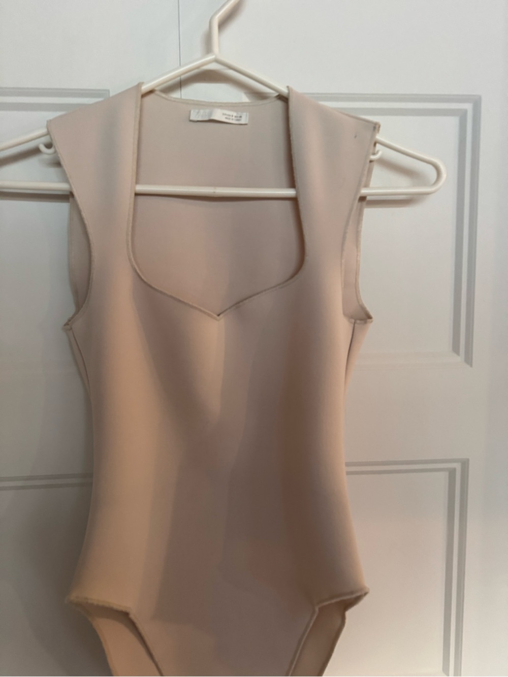 Zara Nude Pink V-Neck Sleeveless Bodysuit